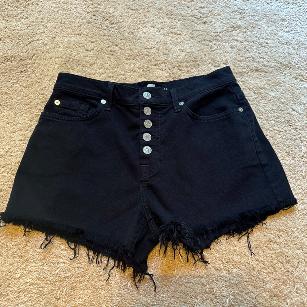 7 for All Mankind Black Denim Shorts Size 28